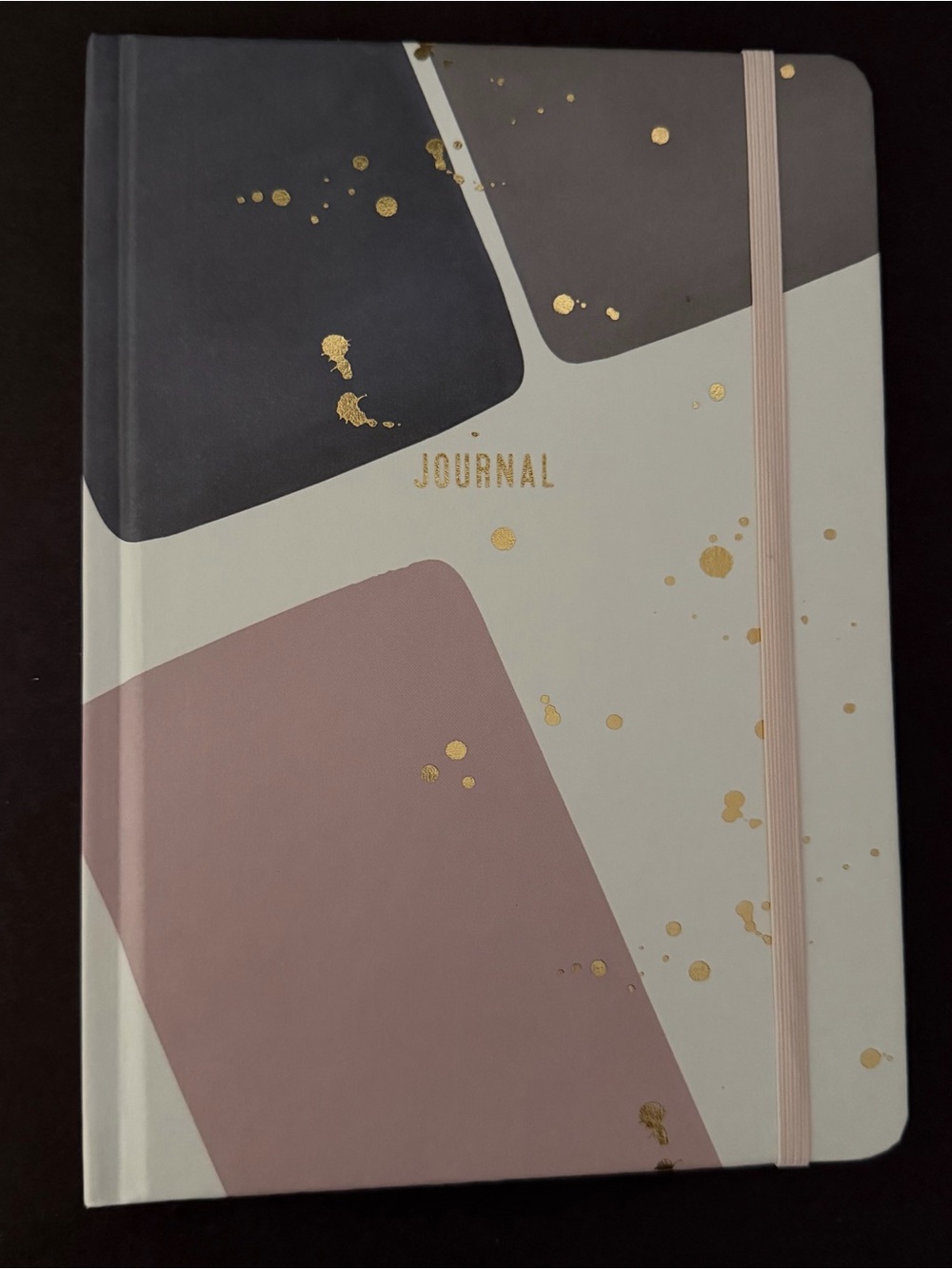 Modern Abstract Hardcover Journal in Blush, Gray, White with Gold Foil